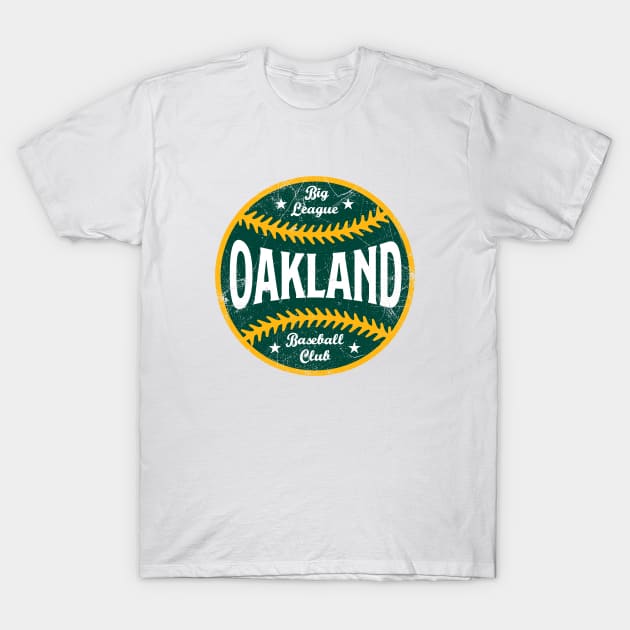 Oakland Retro Big League Baseball - White T-Shirt by KFig21